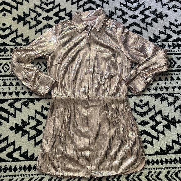 Free People Sophie Sequined Mini Shirtdress, new with flaws - Picture 7 of 8